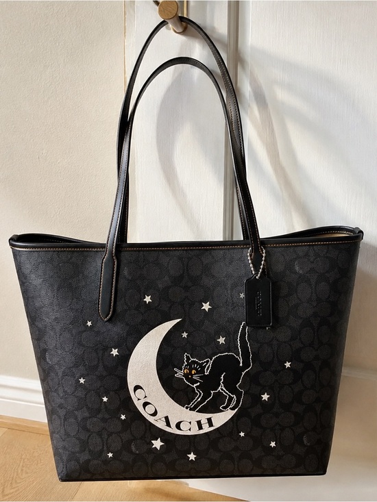 Coach Handbags - Coach Black Signature Moon & Cat Tote